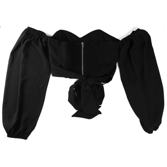 Superdown Maya Cropped Long Sleeve Top XS Preowned - Picture 9 of 11